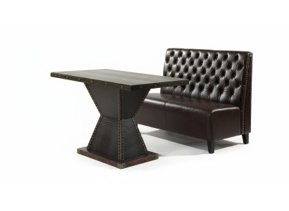Chesterfield Sofa Bank Couch Sitzbank Braun Wartezimmer Wohnzimmer Büro Sofas