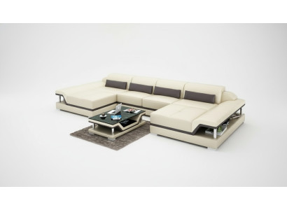 Ledersofa Couch Wohnlandschaft Ecksofa Eck Garnitur Design Modern Sofa G8004E