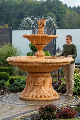 Springbrunnen Garten Teich Brunnen 190cm Steinbrunnen Gartenbrunnen Fontaine Neu