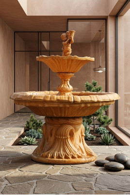 Springbrunnen Garten Teich Brunnen 190cm Steinbrunnen Gartenbrunnen Fontaine Neu