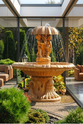 Springbrunnen Garten Teich Brunnen 176cm Steinbrunnen Gartenbrunnen Fontaine Neu