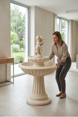 Zierbrunnen Springbrunnen 140cm Skulptur Brunnen Deko Garten Fontaine Teich Neu