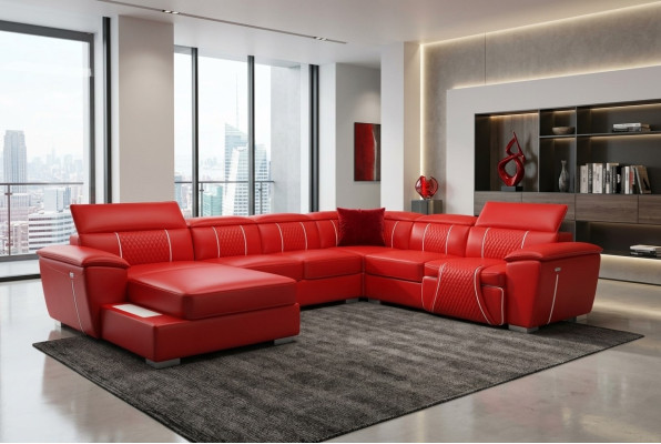 Ledersofa Couch Polster Designer Leder Sofas Sofa U-Form Couchen Wohnlandschaft