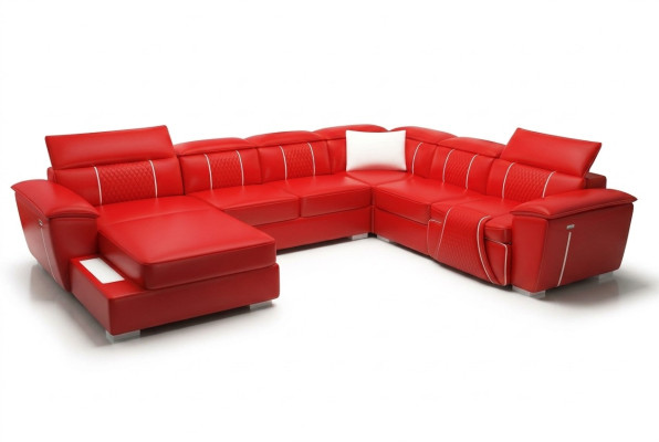 Ledersofa Couch Polster Designer Leder Sofas Sofa U-Form Couchen Wohnlandschaft