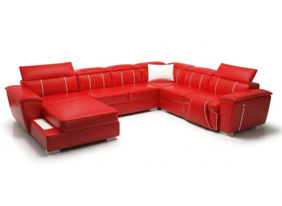 Ledersofa Couch Polster Designer Leder Sofas Sofa U-Form Couchen Wohnlandschaft