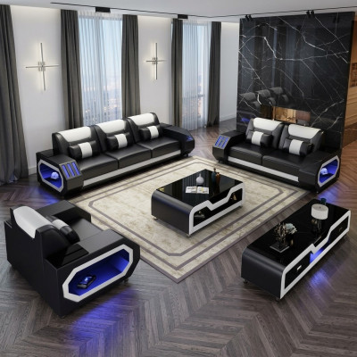 Sofagarnitur Leder Polster Couch Set Sofa 3+2+1 Sitzer Garnitur G8046D Couchen