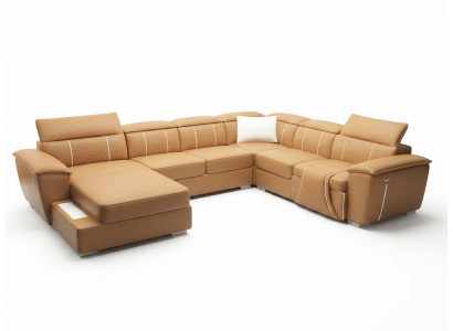 Ledersofa Design Couch Polster Sitz Wohnlandschaft Ecksofa Big Sofa G8048 U-Form