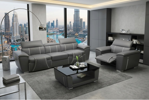 Ledersofa Couch Polster Designersofa Leder Sofa Sofagarnituren 3+1 G8048D Sofas