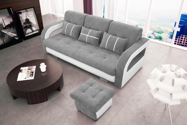 Sofa Couch Polster Sofas Couchen Schlafsofa Bettfunktion 3 Sitzer + Hocker Neu