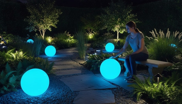 Garten Leuchten Kugel Leuchte Lampe Deko Lampe Beleuchtung außenbeleuchtung 50cm