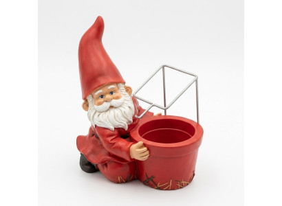 Weihnachten Nikolaus mit Blumentopf Garten Statue Skulptur Figuren Skulpturen