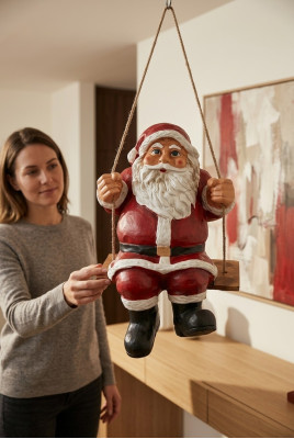 Design Weihnachtsmann auf Schaukel Garten Statue Skulptur Figuren Skulpturen Neu