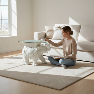 Beistell Couch Sofa Tisch Elefant Figur Glas Tische Möbel Wohnzimmer Möbel Neu