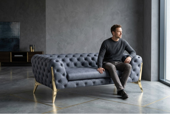 Sofa Chesterfield Couch Polster XXL Big Garnitur Textil 4+2 designer Couchen