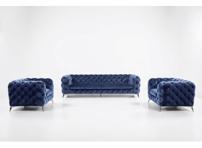 Sofa Couch Polster XXL Big Garnitur Chesterfield Textil 3+2+2 designer Couchen