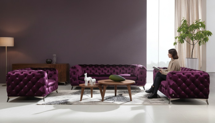Sofa Chesterfield Couch XXL Big Garnitur Textil 3+1+1 designer Couchen Polster