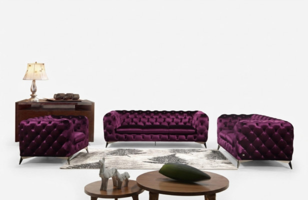 Sofa Chesterfield Couch XXL Big Garnitur Textil 3+1+1 designer Couchen Polster