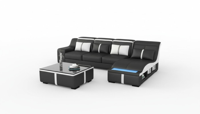 Eck Sofa Couch Polster Eck Sitz L Form Leder Garnitur Wohnlandschaft