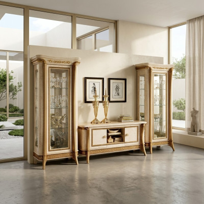 Wohnwand Vitrine Kommode Schrank sideboard Barock Rokoko jugendstil
