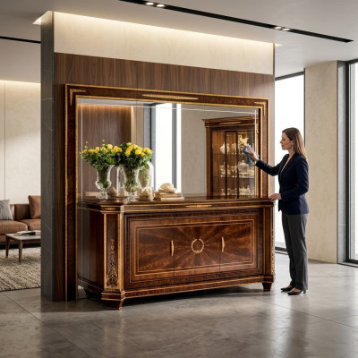 Buffet Kommode Kommoden Wohnzimmer Wandschrank + Spiegel