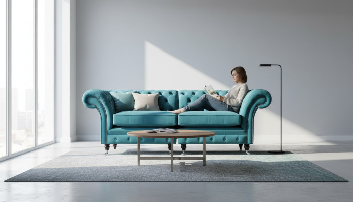 3 Sitzer 210cm Luxus Bank Sofa Couch Turkis Wohnzimmer Kanzlei Möbel Sofas Neu