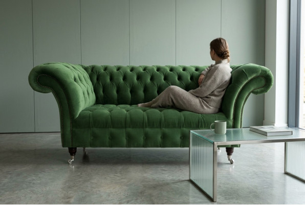 Chesterfield Couch 2 Sitzer Polster Sitz Textil Stoff Leder Couchen Sofas Sofa