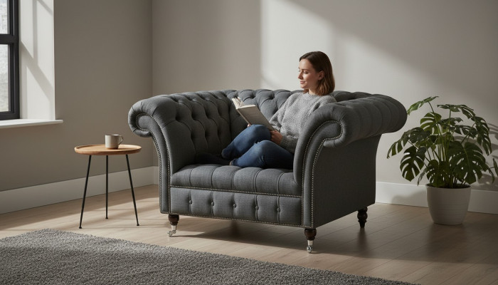 Chesterfield Design Sofa Sessel Couch Polster Luxus Textil Couchen 1 Sitzer #111