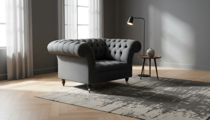 Chesterfield Design Sofa Sessel Couch Polster Luxus Textil Couchen 1 Sitzer #111