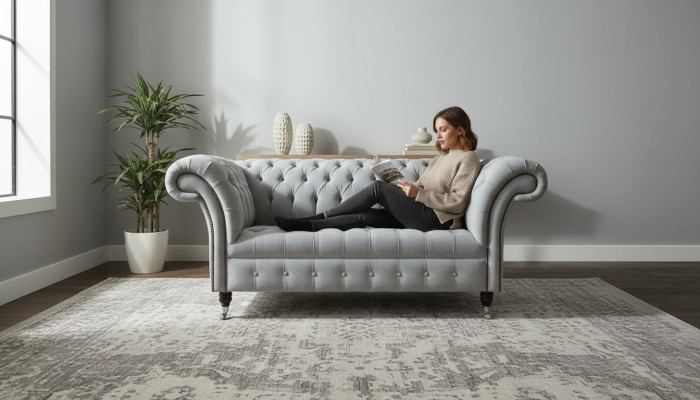 2 Sitzer Chesterfield Leder Couch Sofa Polster Sofas Design Luxus Sofas Textil