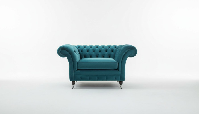 Chesterfield Sessel Fernseh Couch 1 Sitzer Sofa Textil Stoff Couchen Polster 136