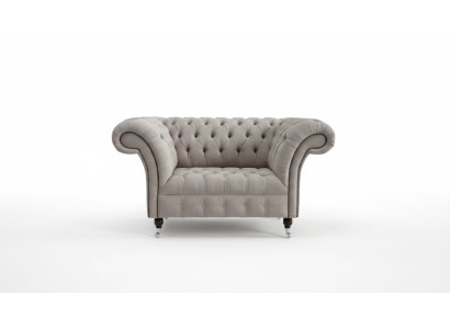 Chesterfield Big Textil Design Wohnzimmer Couch Sofa Polster 1 Sitz Leder #146