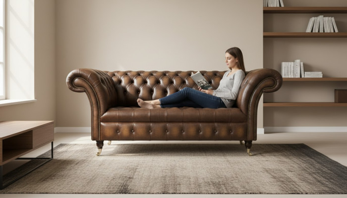 2 Sitzer Couch Chesterfield Leder Textil Polster Sofa Couchen Sofas Designer Neu