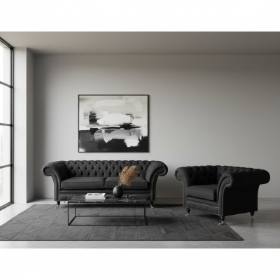 3+1 Sitzer Edle Designer Chesterfield Couch Garnitur Textil Polster Leder Sofa