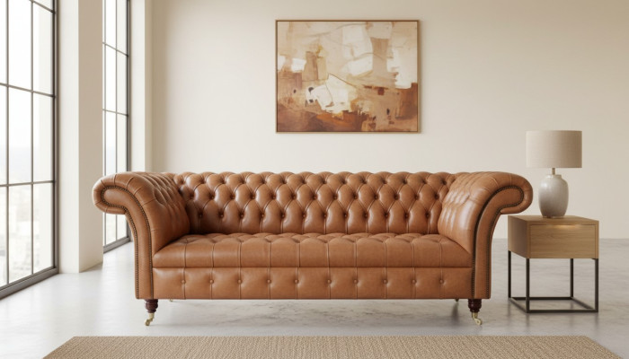Ledersofa Sofa Couch 3 Sitzer Sofas Couchen Chesterfield Leder Polster Garnitur