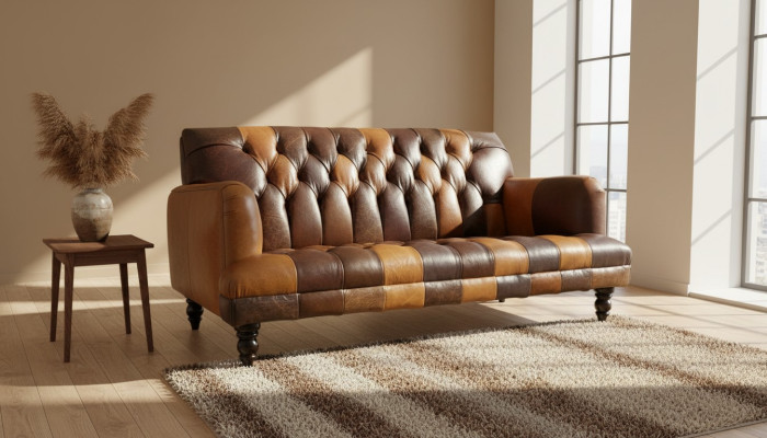Ledersofa Sofa Couch Garnitur 3 Sitzer Sofas Couchen Chesterfield Leder Polster