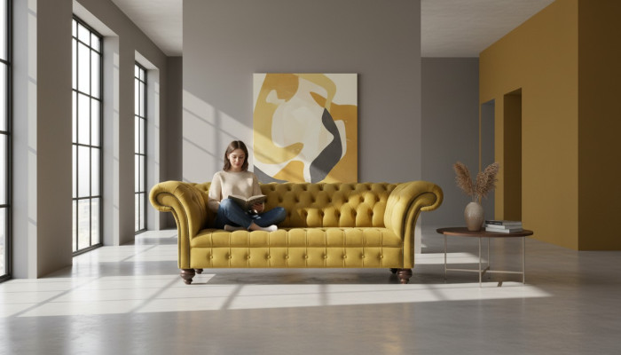 3 Sitzer Chesterfield Sofas Design Luxus Couch Sofa Couchen XXL Stoff Polster
