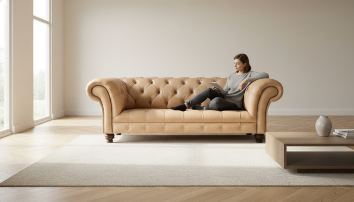 3 Sitzer Chesterfield Polster Sofas Design Luxus Couch Sofa Leder Couchen Braun