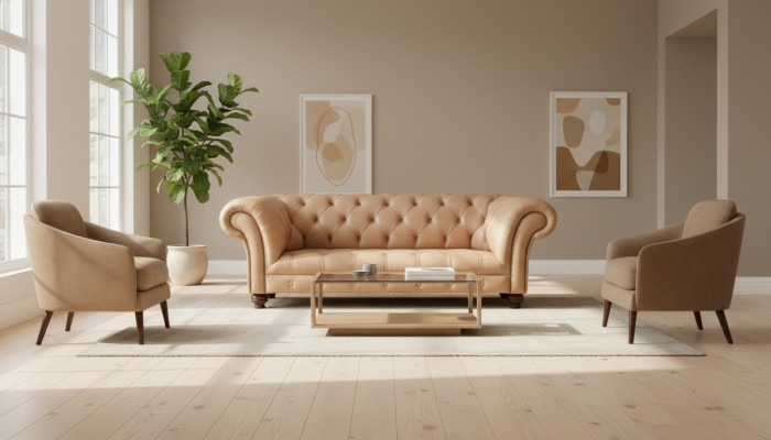 3 Sitzer Chesterfield Polster Sofas Design Luxus Couch Sofa Leder Couchen Braun
