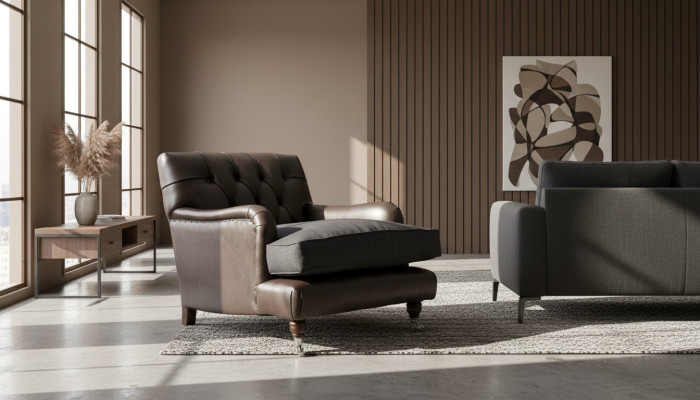 Lounge Club Sofa Sessel Couch Stuhl Fernseh Relax Leder Chesterfield Polster