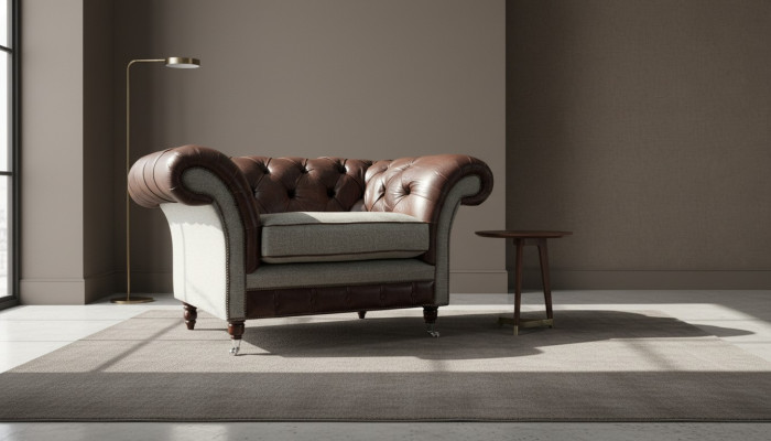 Sessel 1 Sitzer Relax Polster Fernseh Chesterfield Textil Sofa Couchen Braun Neu