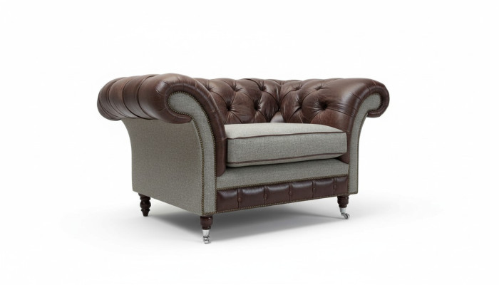 Sessel 1 Sitzer Relax Polster Fernseh Chesterfield Textil Sofa Couchen Braun Neu