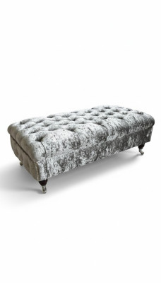 Chesterfield Textil Hocker XXL Big Fußhocker Polster Sofas Bank Luxus Stoff