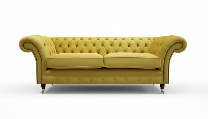 3 Sitzer Chesterfield Couch Textil  Stoff Sofa Möbel Edles Design Samt Designer