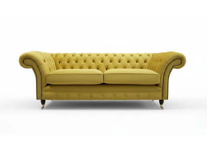 3 Sitzer Chesterfield Couch Textil  Stoff Sofa Möbel Edles Design Samt Designer