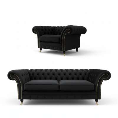 3+2+1 Sofagarnitur Chesterfield Polster Sofa Sofas Couchen Textil Couch Leder