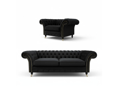 3+2+1 Sofagarnitur Chesterfield Polster Sofa Sofas Couchen Textil Couch Leder