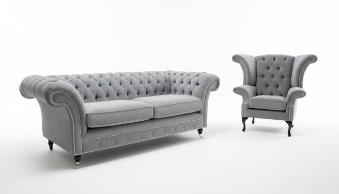 3+2 Sitzer + Ohrensessel Chesterfield Sofagarnitur Sofa Couch Polster Couchen