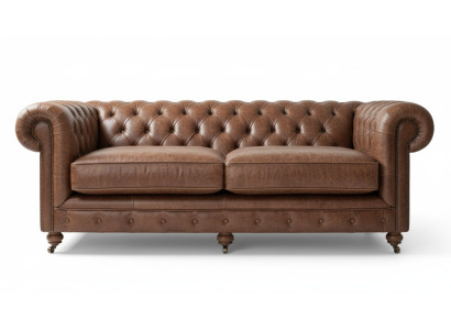 Antik Stil Old Look Leder Sofa 3 Sitzer English Stil Sofas Couch Garnitur Neu