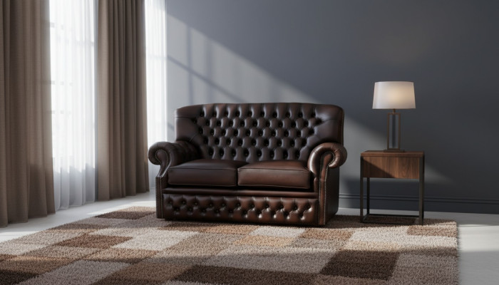 2 Sitzer Couch Polster Ohrensofa Chesterfield Leder Couchen Sofas Garnitur Neu