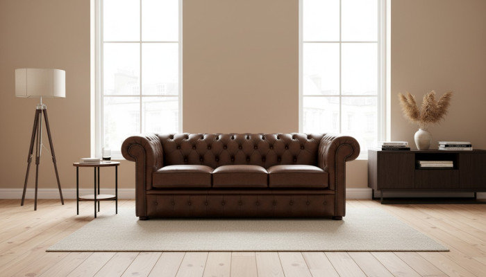 3 Sitzer Couch Polster Chesterfield  Sofa Couchen Sitz Garnitur Neu Antik Braun